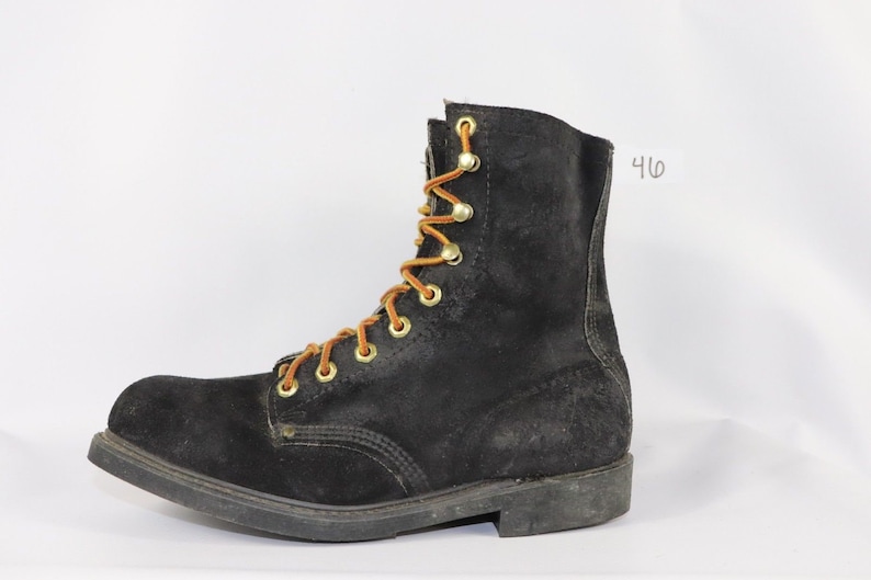 Vintage Georgia Boots 90s New Georgia Boot Tall Hipster Suede Leather Lace Up Logger Boots Tan Mens Size 8 D Black Suede Logger Boots USA