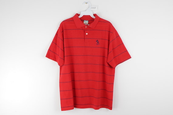70s Disney Mickey Mouse Stitched Striped Polo Golf