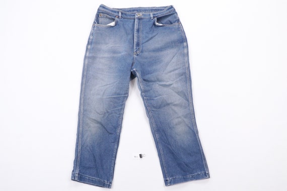 80s Lee Riders Distressed Faded Straight Leg Cropp