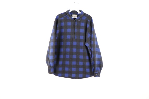 90s Streetwear Buffalo Plaid Half Zip Fleece Pullo