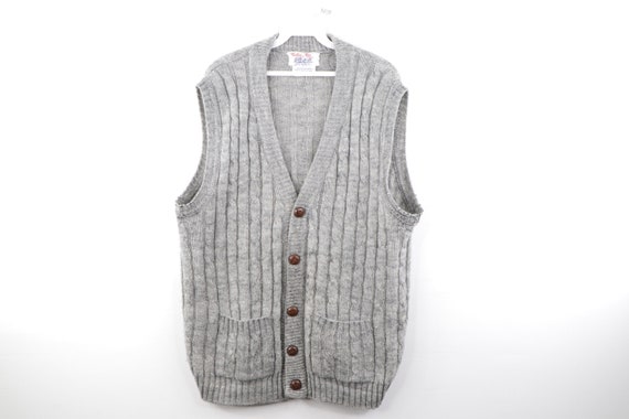 80s Streetwear Cable Knit Cardigan Sweater Vest Gr