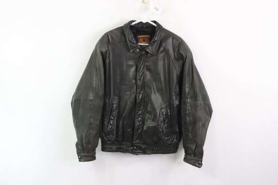 90s IOU Streetwear Distressed Leather Flight Bombe