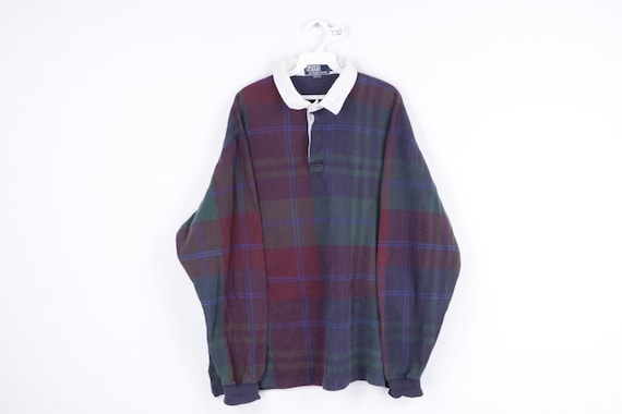 90s Ralph Lauren Multi-Color Plaid Long Sleeve Rug