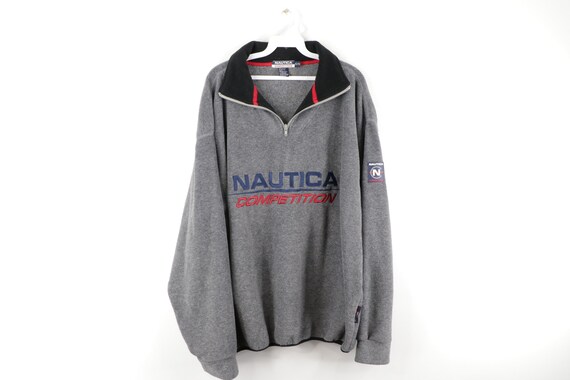 90s Nautica Big Spell Out Patch Fleece Crewneck Sw