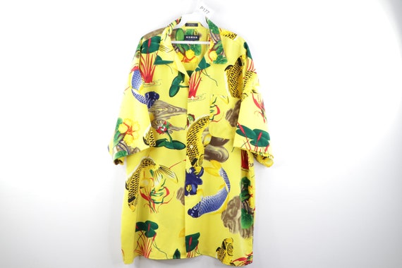 90s Streetwear Japanese Koi Fish Print Anime Butto