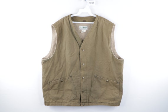 90s LL Bean Distressed Faded Fleece Lined Vest Jac