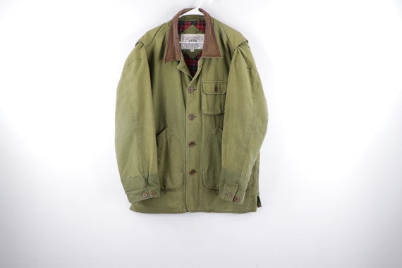 90s Flannel Lined Leather Collar Faded Chore Barn