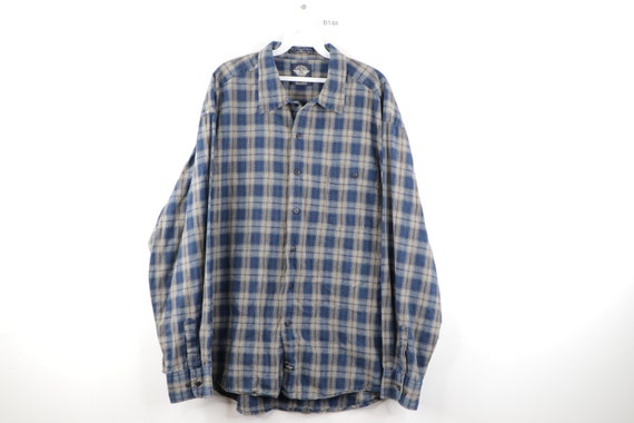 90s Dockers Streetwear Indigo Plaid Long Sleeve Bu