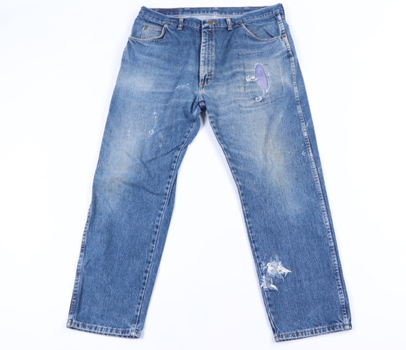 90s Wrangler Heavily Distressed Patched Straight L