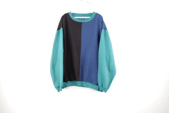 90s Streetwear Multi-Color Color Block Faded Crewn