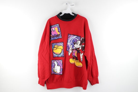 90s Disney Mickey Mouse Abstract Art Mock Neck Swe