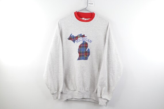 80s Streetwear State of Michigan Map Double Collar