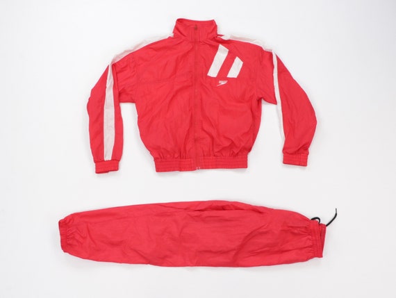 90s Speedo Spell Out Striped Nylon 2 Piece Warm Up