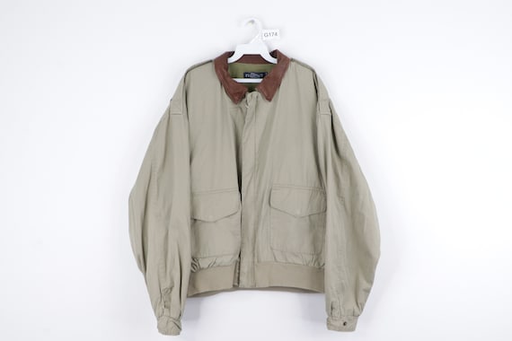 90s Nautica Spell Out Leather Collar Full Zip Bomb