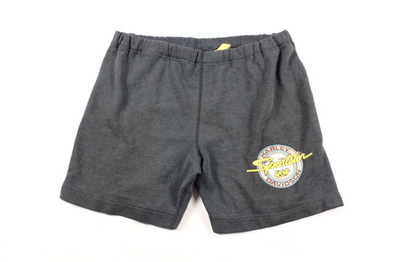 80s Harley Davidson Sportster Motorcycle Spell Out Cotton Dad Shorts Mens Small Black Vintage Harley Davidson Shorts 1980s Harley Shorts