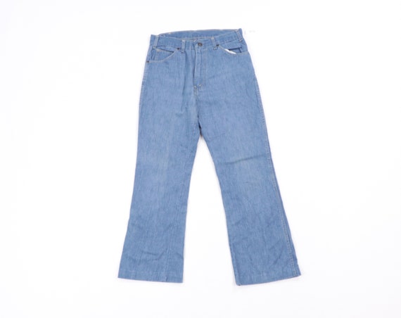 70s Distressed Faded Wide Leg Bell Bottom Denim Je