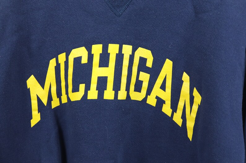 90s Michigan Sweater 90s Russell Athletic Michigan Wolverines Spell Out Sweater Navy Blue Mens Large Vintage Michigan Wolverines Sweater