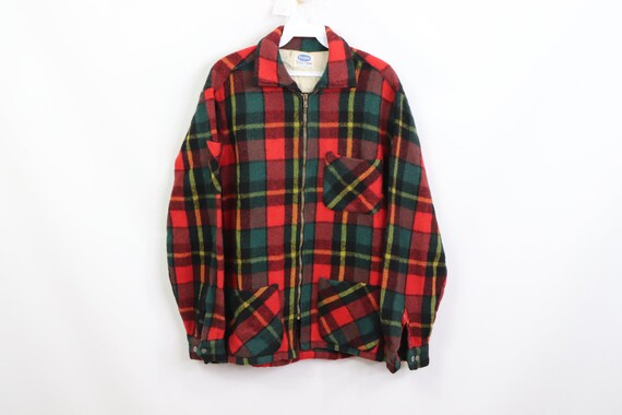 50s Pilgrim by Sears Wool Plaid Full Zip Shirt Jac