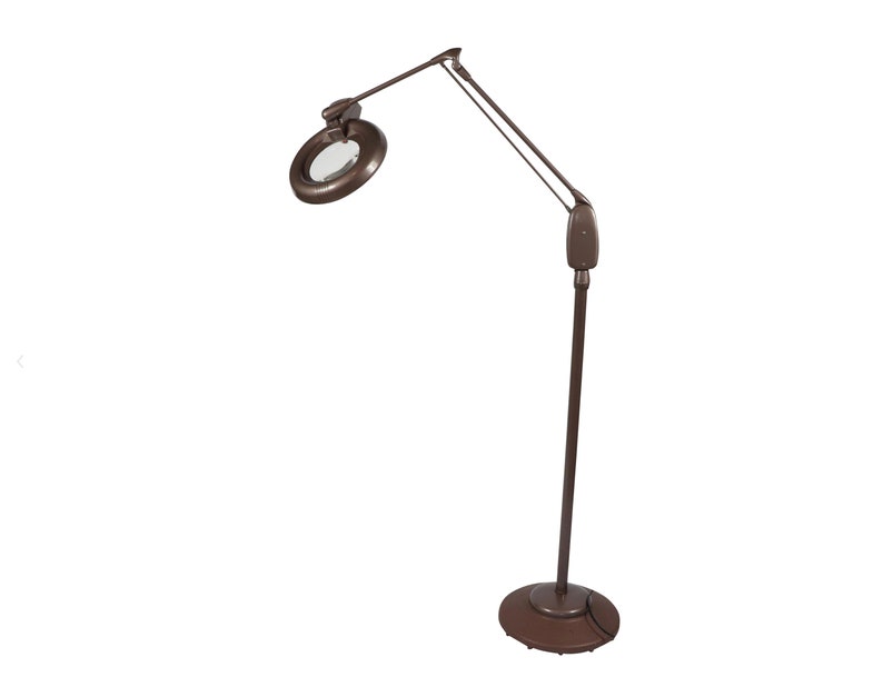 50s Steampunk Industrial Dazor Floating Fixture Magnifying Jewlers Drafting Architect Floor Lamp Brown M 1410 Vintage