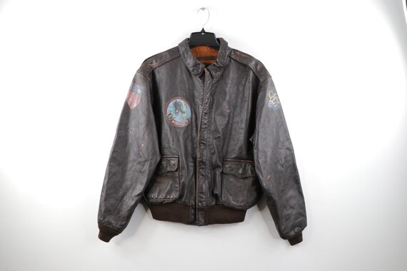 90s Avirex Distressed Leather US Air Force A-2 Bom