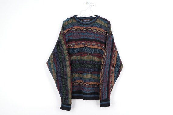 90s Streetwear Coogi Style Abstract Textured Crewn