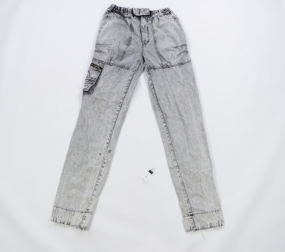 90s Streetwear Distressed Acid Wash Cargo Stretch