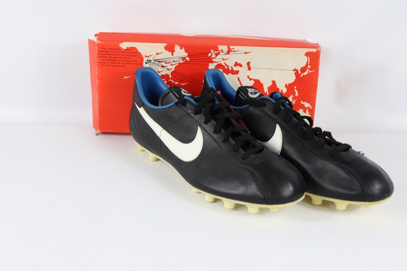 80s New Nike United Leather Soccer Shoes Cleats Boots Black Image 0