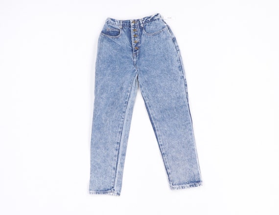90s Streetwear Distressed Tapered Acid Wash Button