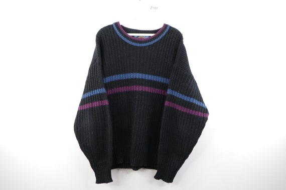 80s Streetwear Long Sleeve Chunky Knit Crewneck Sw
