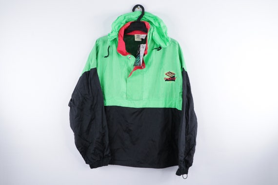 NOS 80s Umbro Spell Out Color Block Hooded Anorak