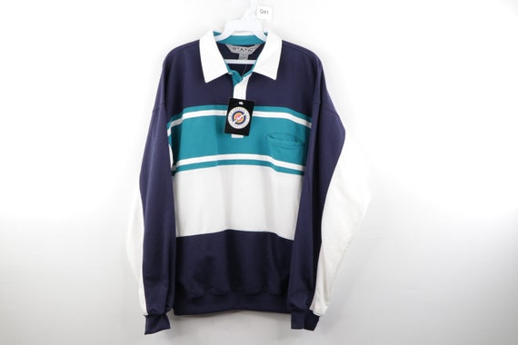 90s Streetwear Collared Color Block Polo Sweatshir