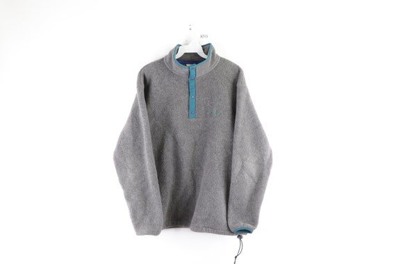 90s LL Bean Script Spell Out Snap Button Fleece Sw