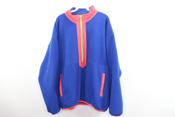 90s Half Zip Fleece Pullover Jacket Mens Large Blu