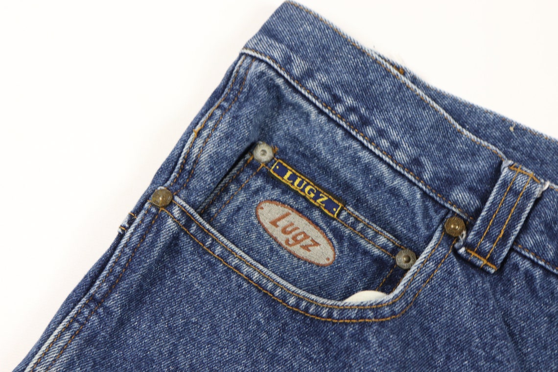 90s Lugz Shoes Spell Out Denim Jean Shorts Blue Cotton Mens | Etsy