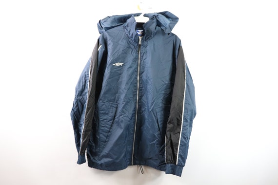 90s Umbro Spell Out Full Zip Hooded Soccer Jacket