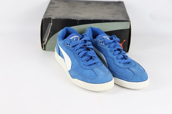 80s New Puma Liga Indoor Soccer Shoes Flat Blue Wh