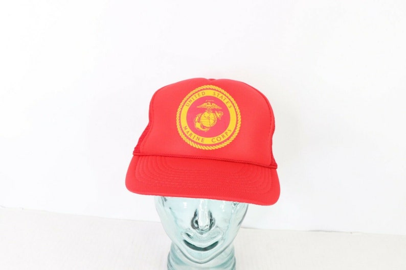 United States Marine Corps Military Mesh Baseball Cap Hat Red
