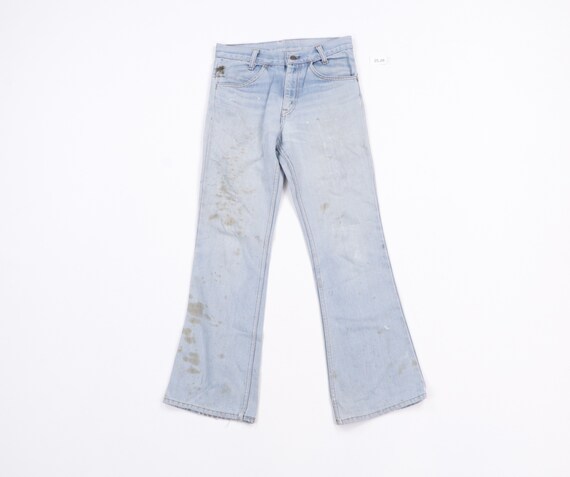 70s Distressed Faded Flared Wide Leg Denim Jeans B