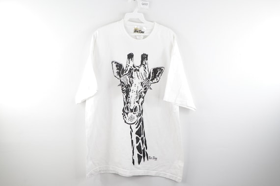90s Streetwear Big Giraffe Print Short Sleeve T-Sh