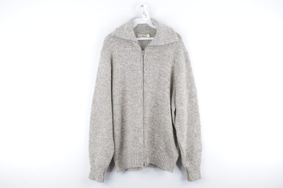 80s LL Bean Wool Full Zip Sweater Jacket Heather B