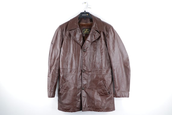70s Fleece Lined Distressed Leather Parka Jacket B