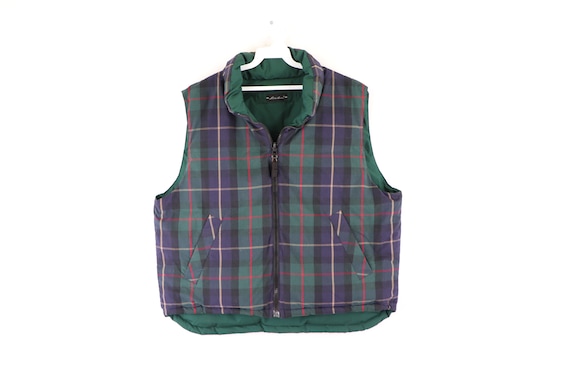 90s Eddie Bauer Plaid Down Filled Reversible Puffe