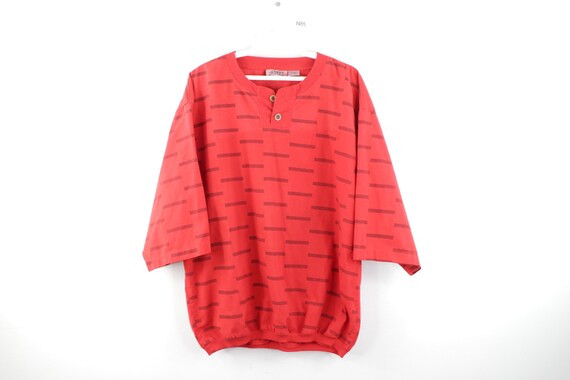 80s Streetwear Geometric Short Sleeve Henley Pullo