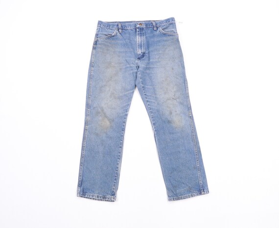 70s Rustler Distressed Straight Leg Denim Jeans Bl