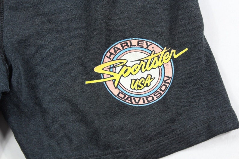 80s Harley Davidson Sportster Motorcycle Spell Out Cotton Dad Shorts Mens Small Black Vintage Harley Davidson Shorts 1980s Harley Shorts