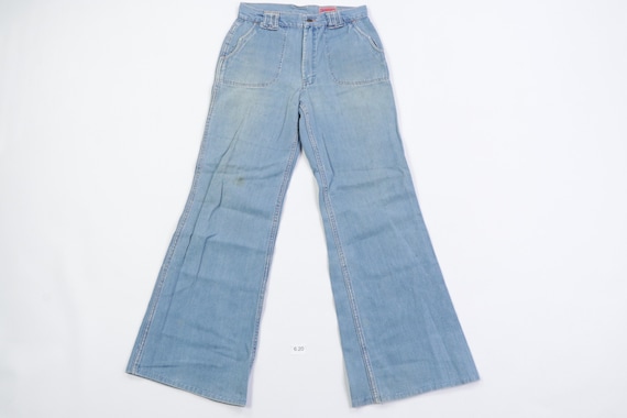 70s Distressed Faded Flared Leg Bell Bottoms Denim