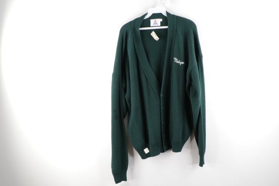 NOS 80s Michigan State Spartans Knit Cardigan Swea