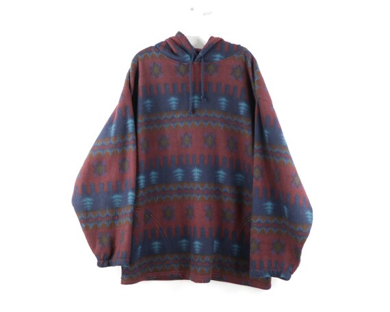 90s Streetwear Southwestern Navajo Print Fleece Ho