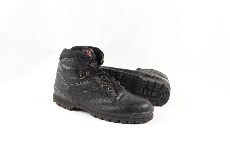 90s New Carolina Mens 10.5 R Leather Ankle Outdoor Hiking Work Boots Black Leather Hipster Boot Vintage Carolina Boots 90s Boots,