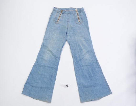 70s Distressed Faded Flared Leg Bell Bottom Jeans